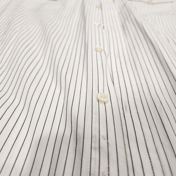 Express short sleeve button down fitted shirt XL white/ black Pinstripe stretch - Picture 2 of 4